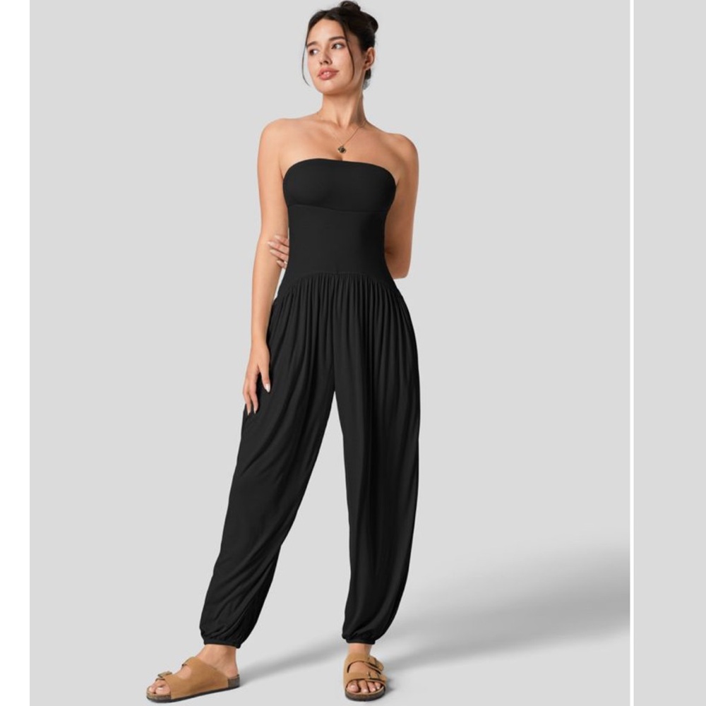 Brand new never worn tags attached HALARA black jumpsuit strapless.